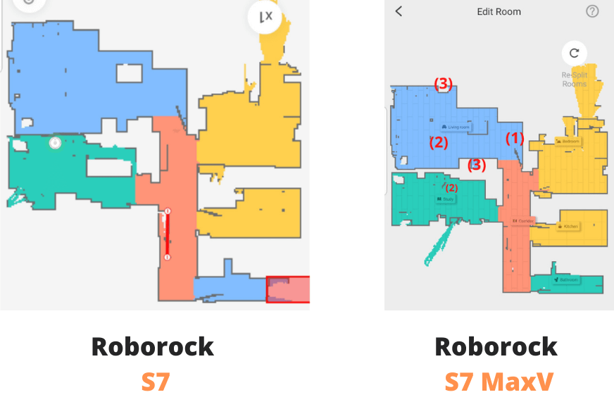 Die Wohnungskarte ist in der Roborock S7 Maxv und in der Roborock S7 App zu sehen
